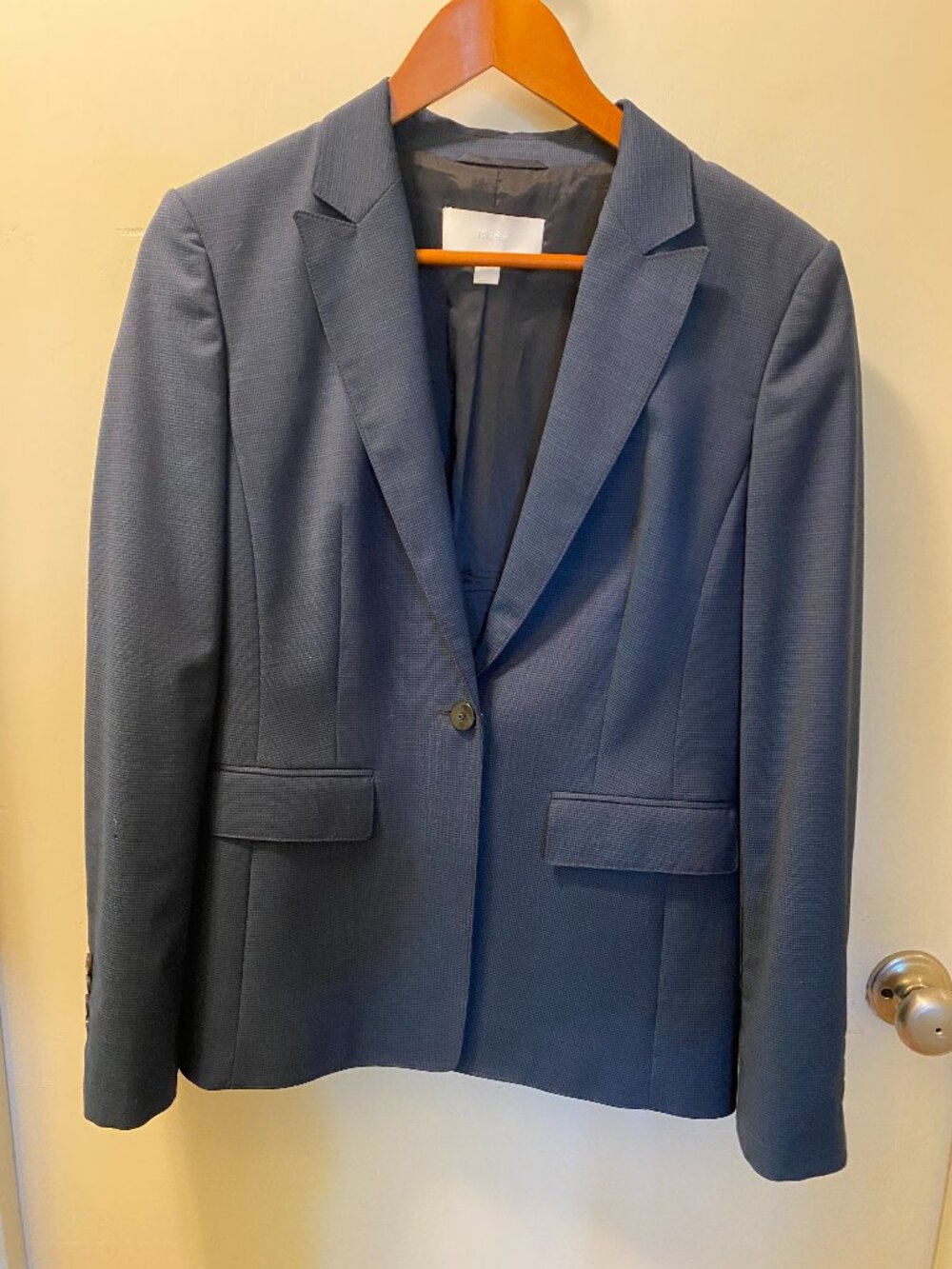Hugo Boss Blue Textured Blazer Jacket Size 6 Made in Croatia